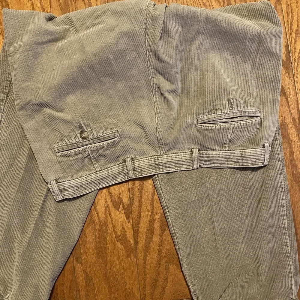 Men's Geoffrey Beene Corduroy Pants, Grey, 38 x 32 Pleated Cuffed VTG Grandpa D3